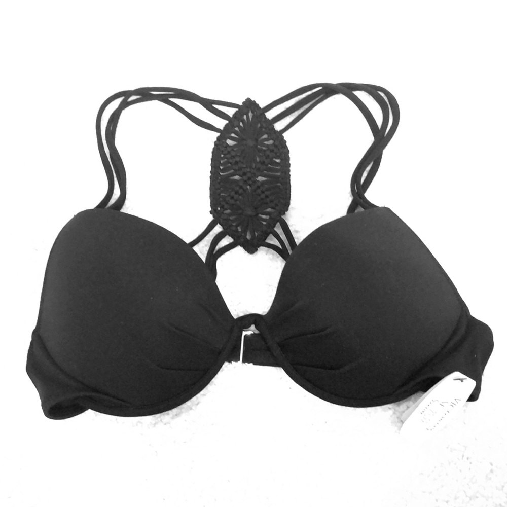 NWT, Victoria’s Secret, black bikini top, 34B